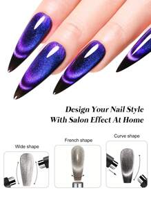 Beautizon Nailartlab 1 chiếc nam châm dán móng tay gel mắt mèo 3 trong 1 mạnh mẽ, dụng cụ nghệ thuật vẽ móng hoa bằng gel UV đa chức năng, thích hợp cho việc làm móng tại nhà và tại salon. - Bạc - Xem 2