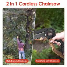 2-In-1 Mini Electric Chainsaw & Cordless Pole Saw Chain Saw 500W Battery Power Tools