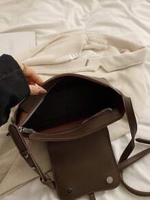 优雅女士休闲时尚简约百搭单肩包 - 咖啡棕 - 查看 9