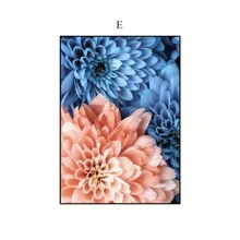YIKES 1 pièce Murale en canevas florale bleue et blanche, pissenlit, pivoine, orchidée, affiche et impression de plante à fleurs, cadeau idéal pour la décoration moderne d'une salle de séjour et de la maison, sans cadre