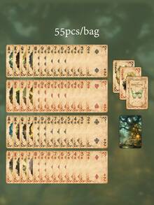 55 Cái/Hộp Poker, Loạt Rừng Sương Mù, Trò Chơi Bài Phong Cách Bí Ẩn Tối Cổ Điển Tinh Tế Trò Chơi Nhiều Người Chơi Thư Giãn Giải Trí Tiệc Sử Dụng Trang Trí Sổ Lưu Niệm - Nhiều màu - Xem 10