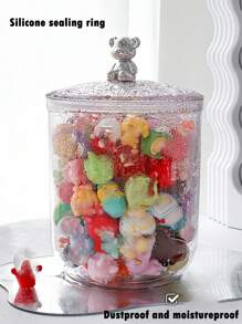 1Pc Figure Display Box Cute Piece Storage Box.Airtight Food Storage Container - Multipurpose, Reusable Plastic Jar For Snacks, Candy, Coffee Beans, Tea, Nuts & Dried Fruits - Round, Clip-Seal Design For Kitchen Organization - Clear - View 3
