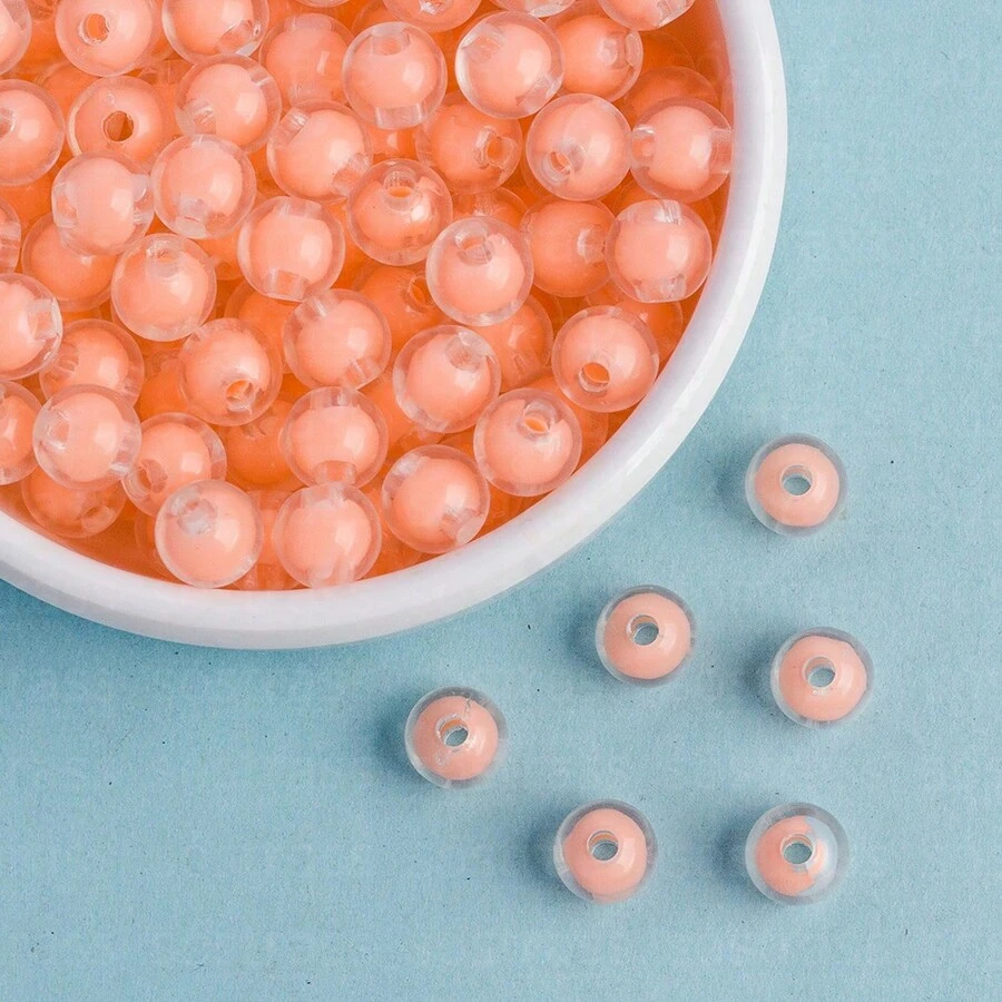 Double Acrylic Ball 8mm Light Orange. 500g - 2,040 Pieces - trái cam - Xem 1