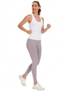 Workout Tank Tops For Women Sleeveless Gym Tops Seamless Racerback Athletic Yoga Shirts - trắng - Xem 4