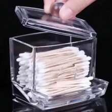 Kit com 3 Dispenser Porta Cotonetes e Algodão Organizador Multifuncional em Acrílico - Transparente - Visão 8