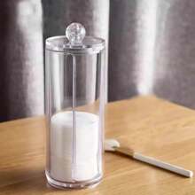 Kit com 3 Dispenser Porta Cotonetes e Algodão Organizador Multifuncional em Acrílico - Transparente - Visão 7