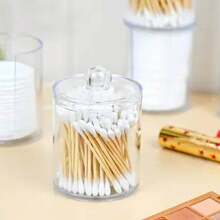 Kit com 3 Dispenser Porta Cotonetes e Algodão Organizador Multifuncional em Acrílico - Transparente - Visão 9