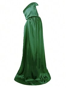 1 pieza Capa negra con capucha para adultos en Halloween, capa de disfraz de una sola capa para bruja, vampiro, demonio, adecuada para varios festivales, fiestas, actuaciones, decoraciones, tela de satén, longitud total 1,7 metros Capa negra