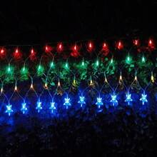 Cascade Curtain 160 LEDs 110V Network 8 Functions 6M With Star At The End Flashing Flashing Green Wire - 查看 3