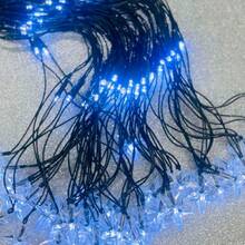 Cascade Curtain 160 LEDs 110V Network 8 Functions 6M With Star At The End Flashing Flashing Green Wire - 查看 5