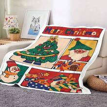 Chăn Giáng sinh bằng vải nỉ, quà tặng ngày lễ, thảm chùi chân thấm hút hình chữ nhật bằng polyester hiện đại, thích hợp sử dụng tại phòng khách và gia đình - Nhiều màu - Xem 1