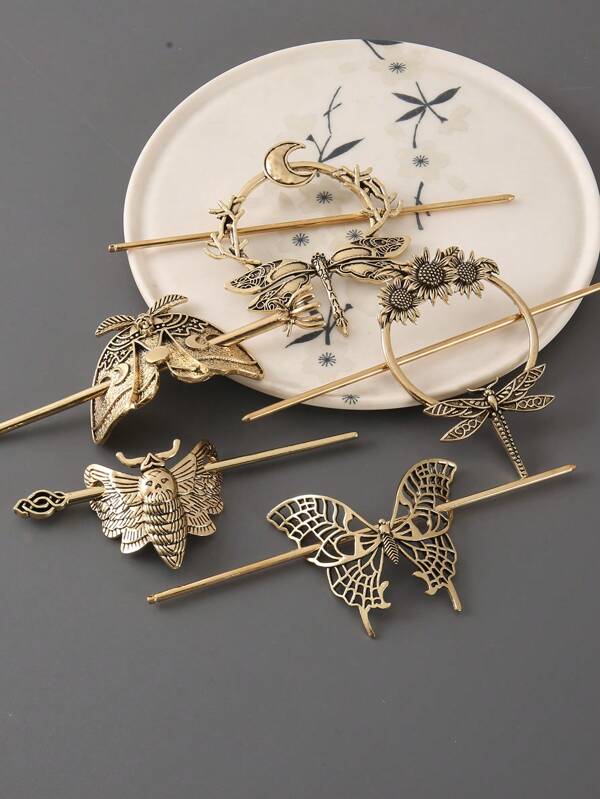 1 Stück Vintage Barock Schmetterling und Biene Tier Design Haarspange aus Zinklegierung, geeignet für Haarbun, Haarnadeln, Haarstyling Pins, Schulsachen in allen Jahreszeiten
