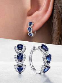 1 Pair Elegant 925 Sterling Silver Cubic Zirconia Earrings, Wedding Anniversary Jewelry, Gift For Women, Fine Jewelry - 1# - View 12