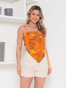 RAW CLOTHING One Size Shirt Set With Tie At The Back And Print, Shorts With Zipper And No Pocket - Beige - View 2
