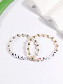 Set de pulseras personalizadas con perlas y cuentas con letras, diseño minimalista, personalizable con nombre, lema, ubicación, título del álbum, concierto, adecuado para cumpleaños, San Valentín, aniversario, regalo para hermana, novia