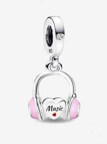 1 PC 925 Sterling Silver Pink Delicate Objects Beads Pendant Charm Pendant Ball Suitable For Bracelets DIY Women's Jewelry