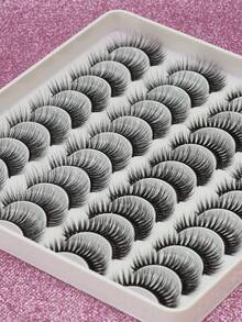 AYRMILLA 20对混合款自然假睫毛，蓬松柔软，浓密3D貂毛，黑色长款，多层短款加厚款，超长浓密款，打造迷人妆容 - 黑色 - 查看 7