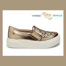 Tênis Kolosh Slip On Flatform Matelassê Calce Fácil - C3555 - Dourado - Visão 3