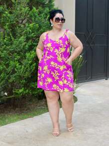 Women's Plus Size Jumpsuit Short Skirt With Printed Lining Summer - 顏色13 - 查看 5