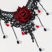 1 Stück Gotischer Spitzenschmuck mit grünem Edelstein Choker Halskette, einzigartiges Design