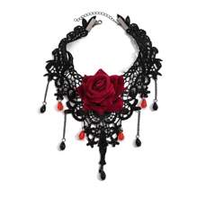1 Stück Gotischer Spitzenschmuck mit grünem Edelstein Choker Halskette, einzigartiges Design