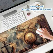 Oversized nautische Karten Gaming Mauspad, Büro Schreibtischunterlage, E-Sport Tastatur Matte, Gummi rutschfestes Design, Extra groß & dick, umsäumter Rand, strapazierfähig & waschbar Rückkehr zur Schule Gaming Mauspad