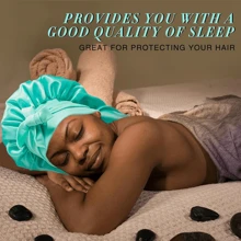 Blauwe mutsen voor dames, effen muts voor vlechten met elastische strikband, slaapmuts voor lang krullend en steil haar, grote lange muts, slaapmutsen geschikt voor alle kapsels, muts, douchemuts, haarproducten en accessoires voor kapperssalons, beauty reisbenodigdheden, terug naar school, essentiële reisbenodigdheden voor op reis, haaraccessoires voor vrouwen