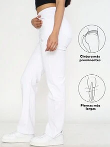 Pantalones Blancos Rectos para Mujer: Elegancia y Comodidad en tu Ropa Diaria - Blanco - Ver 2