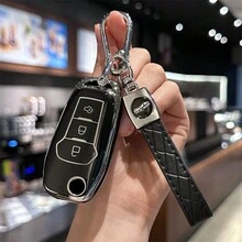 汽车钥匙扣钥匙扣套 适合 2015 2016 2017 2018 2019 F150 F250，适用于 Focus 3 Escort Kuga Everest Mustang Edge MKV Fusion 2016 Ranger - 彩色 - 查看 6