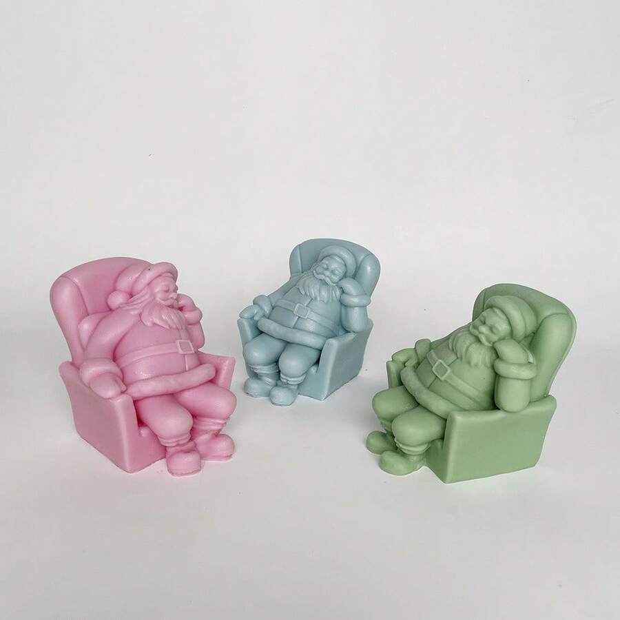 1 件睡眠圣诞老人模具手工香味蜡烛装饰，圣诞硅胶模具 - 白色 - 查看 1