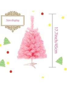 1pc-2ft Artificial Christmas Tree Pink Tabletop Christmas Tree With Plastic Stand Mini Christmas Pine Tree For Christmas Home Decoration Party - Pink - View 4