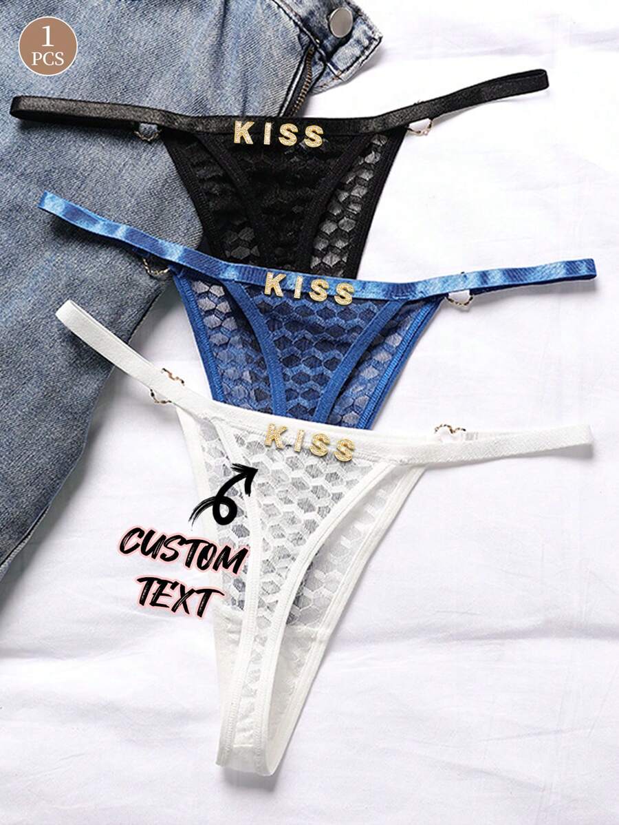 1-Piece Custom Christmas Lady Love Buckle Sexy Sexy Lace Low-Rise Funny Thong Underwear For Women - Multicolor - View 1