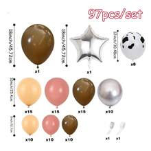 Bộ 97 quả bóng bay in hình con bò, bao gồm bóng bay màu xám, hồng, nâu, vòng hoa, bóng bay hình ngôi sao bằng giấy bạc theo chủ đề trang trại/cao bồi miền Tây, thích hợp cho cuộc thi, trang trí tiệc sinh nhật, tiệc độc thân miền Tây hoang dã - Nhiều màu - Xem 2