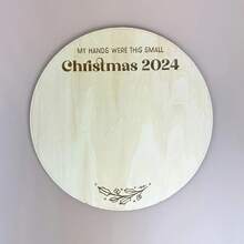 1件2024经典款圣诞手印标牌，人造木制圣诞老人主题装饰牌匾，安装方式多样，节日纪念品，印有英文文字“我的手曾经这么小” - DIY工艺品及装饰 家居装饰 圣诞装饰 房间装饰 冬季