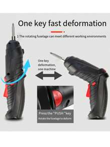 可充电无绳电动螺丝刀套件 - 旋转工具，配有多功能家用小型电钻驱动器、LED 灯和手提箱 - 非常适合 DIY、家庭维修和木工项目 - 彩色 - 查看 3