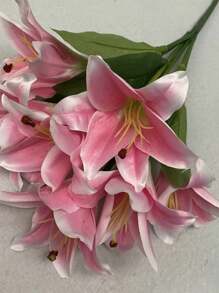 Artificial Lily Decorative Flowers, Wedding Arch Flower Arrangement, Silk Flower - 白色 - 查看 2
