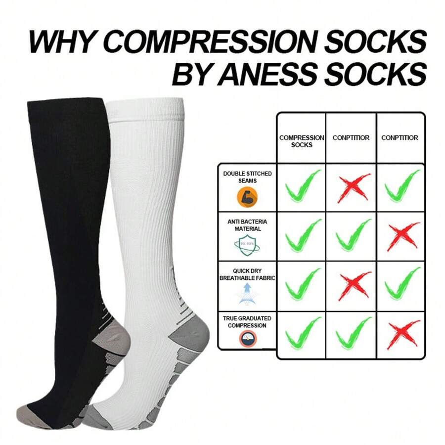 6 Pair Compression Socks Men & Women Varicose Veins AntiFatigue Flight