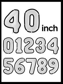 10pcs/Set 40inch (Approx. 101cm) Huge 0-9 Number Cartoon Balloons, Cartoon Balloons, Black & White Balloons, Aluminum Foil Polyester Balloons, White/Pink/Light Blue/Caramel/Cream/Cow Print Foil Balloons, For Birthday Party Decorative Balloon Props - Multicolor - View 3