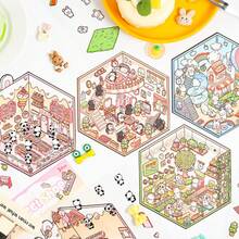 迷人 3D 小屋微型场景贴纸 - 可重复使用 PET，自粘式 DIY 贴花，适用于日记和工艺品（不含镊子） - 彩色 - 查看 2