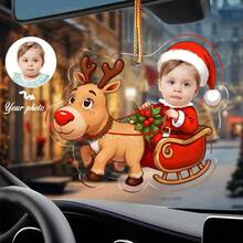 1 szt. Niestandardowy rodzinny wisiorek pamiątkowy ze zdjęciem dziecka, akrylowy wisiorek pamiątkowy w kształcie choinki, pierwszy wisiorek pamiątkowy na Boże Narodzenie, dla Twojej rodziny i przyjaciół, aby zapewnić wyjątkowe pamiątki, ciepłe prezenty świąteczne