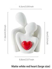 1pair Modern Minimalist Style Gold-Plated Heart-Shaped Ceramic Figurines, Living Room TV Stand Cabinet Entrance Hugging Couple Art Decor, Bedroom Valentine Anniversary Birthday Romantic Gift - Multicolor - View 15