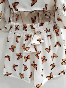 Women's Printed Set Cropped Multiforms And Shorts Summer Fashion - màu nâu - Xem 5