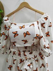 Women's Printed Set Cropped Multiforms And Shorts Summer Fashion - màu nâu - Xem 4