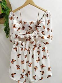 Women's Printed Set Cropped Multiforms And Shorts Summer Fashion - màu nâu - Xem 2