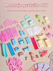 7-Story LED Dollhouse Princess Castle 578pcs - Pink - View 6