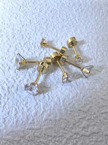6pcs/Set Stainless Steel & Ear Bone Stud Earrings For Women