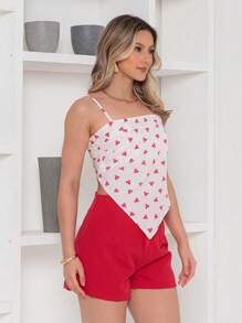 RAW CLOTHING One Size Shirt Set With Tie At The Back And Print, Shorts With Zipper And No Pocket - Red - View 3