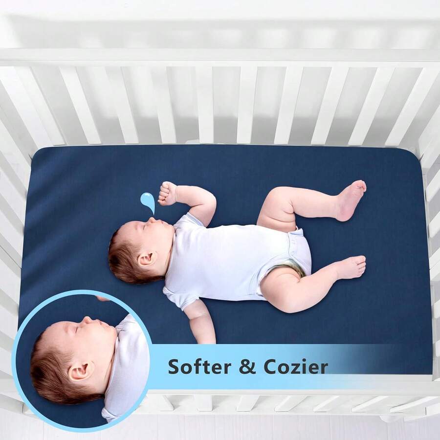 2PCS/Set Mini Crib Fitted Sheets Soft Knit Microfiber Mini Crib Sheets