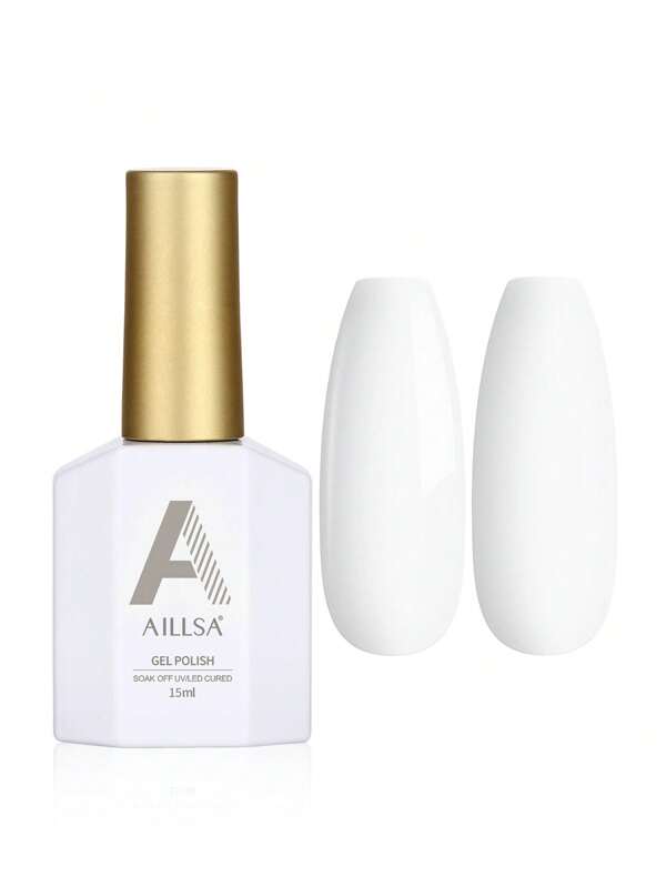AILLSA 15ml/1Pc White Gel Nail Polish, UV Lamp Under Quick-Drying Gel Nail Polish ,Suitable For Use With Nail Salon And Nail Art At Home,Nail Polish Gel Popular For Gift For Women