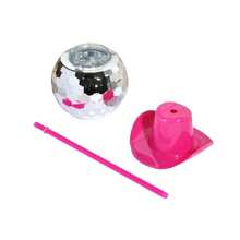 1pc 20oz Silver Mirror Disco Ball Tumbler With Removable Pink Cowboy Hat, Aesthetic Disco Theme Party Cup With Straw, Creative Western Girl Gift & Fun Bar Accessories (600ml) - Silver - View 5